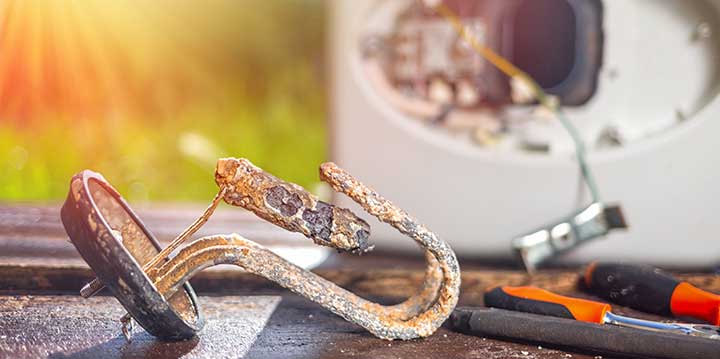 Corroded water heater element